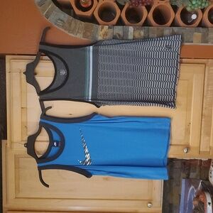 Lot Of 2 Men’s Nike Tank Tops Shirt Blue Gray Green Swoosh Logo Sport Athletic